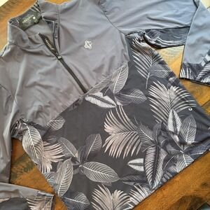Greyson Pullover Mens XL Gray Palm Leaf Quarter Zip Stretch Golf Long Sleeve